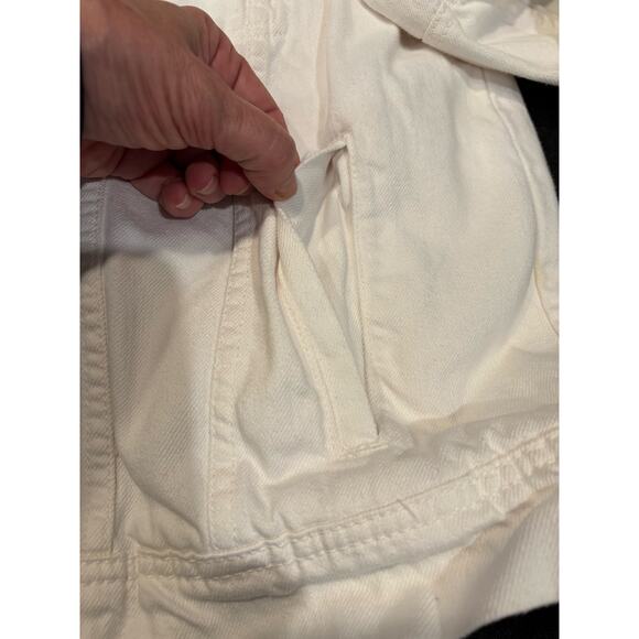 Free people white jean jacket 100% cotton women’s large - Picture 5 of 10